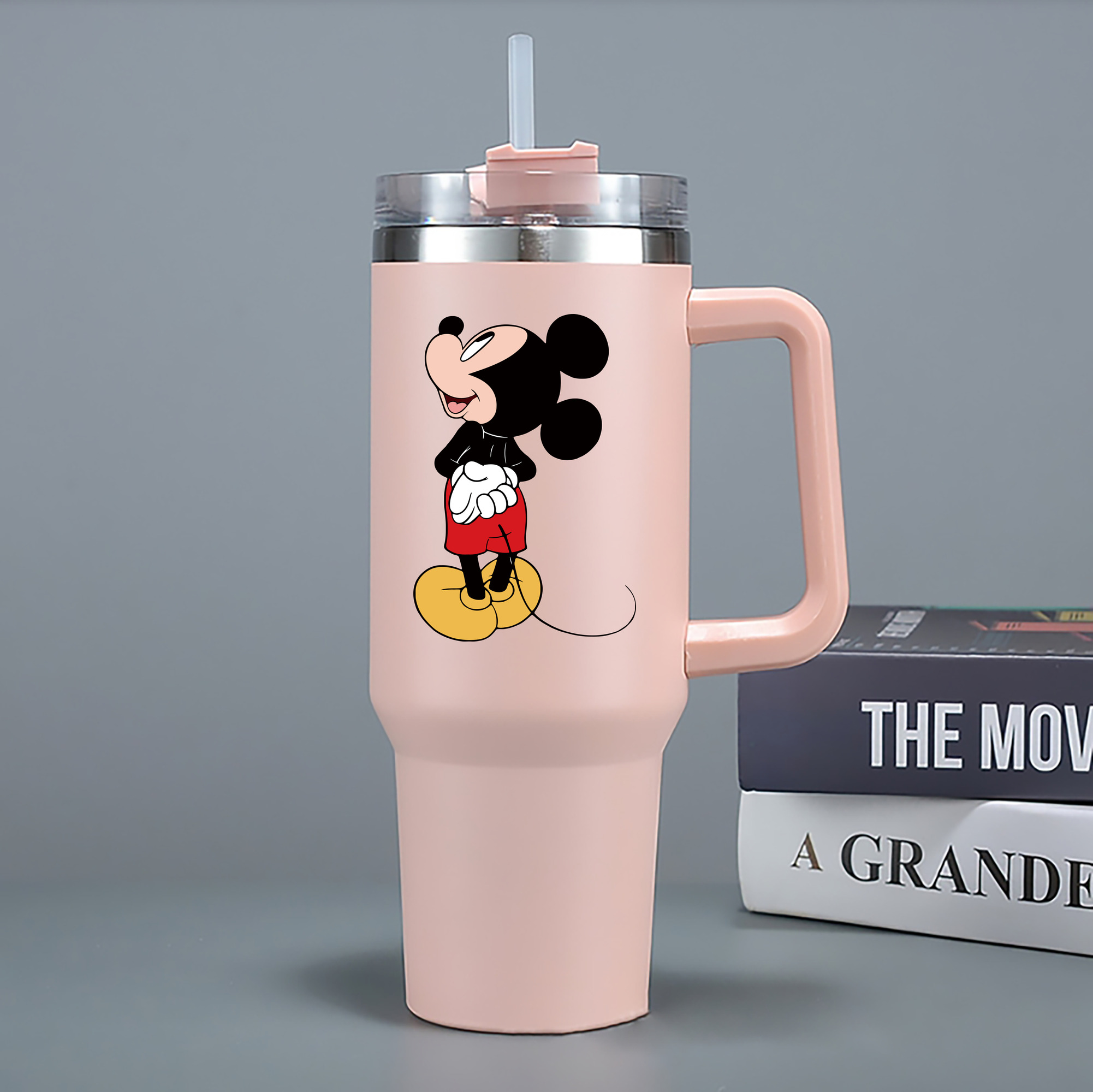 （画像用） ミッキーマウス Mickey Mouse 1200mL車用タンブラー - クリスタルステッカー（プラスチックストロー付き）